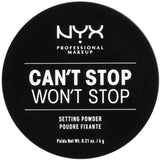 NYX Professional Makeup Can’t Stop Won’t Stop Setting Powder. Matt kinnituspuuder 6g (erinevad toonid)