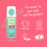 Salt of the Earth Natural Deodorant Roll-On Melon & Cucumber. Rulldeodorant meloni ja värskendava kurgiga 75ml