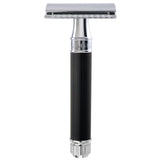 Edwin Jagger Double Edge Safety Razor, Black Rubber Coated Handle. DE86RC14BL Klassikaline raseerija must kumm 1tk