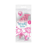 Gillette Simply Venus2 Basic Twin Blade Disposable Razors. Ühekordne 2 teraga raseerija naistele 5tk