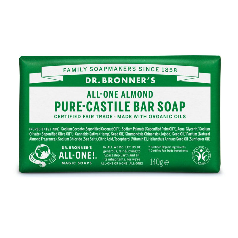 Dr. Bronner´s All-One Almond Pure-Castile Bar Soap With Organic Oils. Orgaaniline tükiseep mandel 140g
