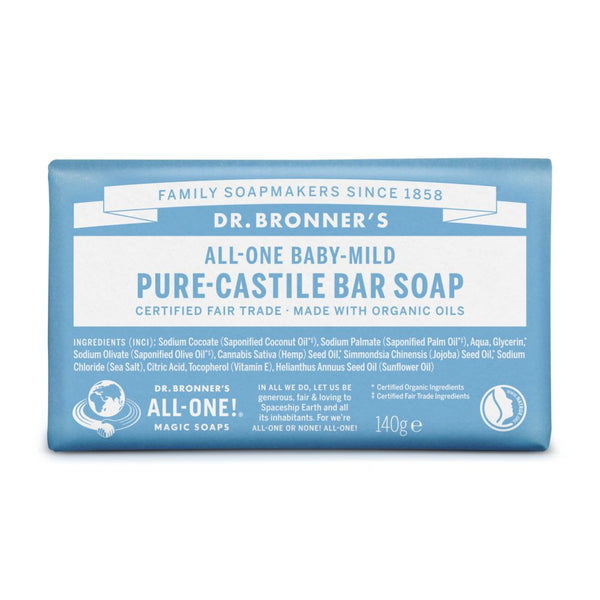 Dr. Bronner´s All-One Baby Mild Pure-Castile Bar Soap With Organic Oils. Orgaaniline tükiseep beebidele lõhnatu 140g