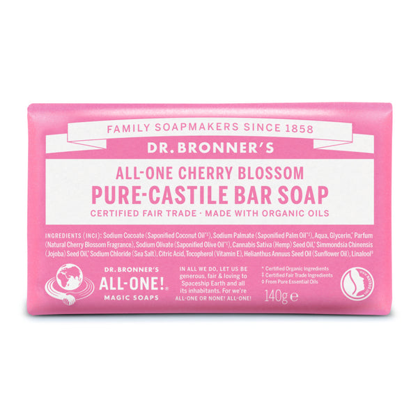 Dr. Bronner´s All-One Cherry Blossom Pure-Castile Bar Soap With Organic Oils. Orgaaniline tükiseep kirsiõie 140g