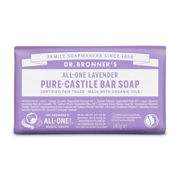 Dr. Bronner´s All-One Lavender Pure-Castile Bar Soap With Organic Oils. Orgaaniline tükiseep lavendel 140g