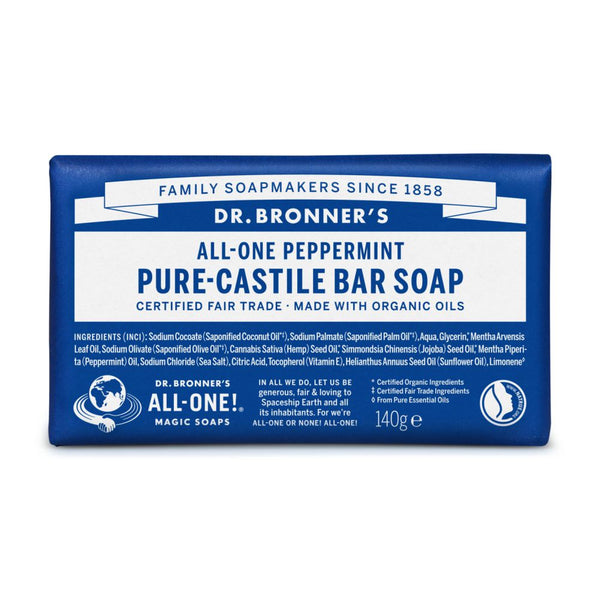 Dr. Bronner´s All-One Peppermint Pure-Castile Bar Soap With Organic Oils. Orgaaniline tükiseep piparmünt 140g