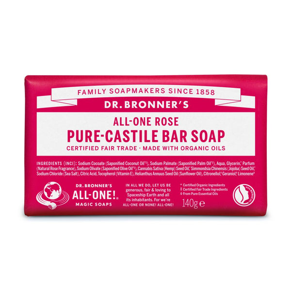 Dr. Bronner´s All-One Rose Pure-Castile Bar Soap With Organic Oils. Orgaaniline tükiseep roos 140g