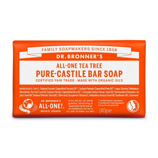 Dr. Bronner´s All-One Tea Tree Pure-Castile Bar Soap With Organic Oils. Orgaaniline tükiseep teepuuõli 140g