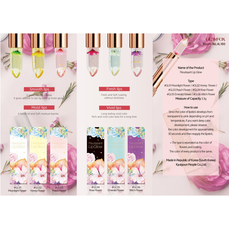 Glamfox Fleurissant Lip Glow GL05 Emerald Flower. Huulepulk-palsam smaragdilill  3.3g