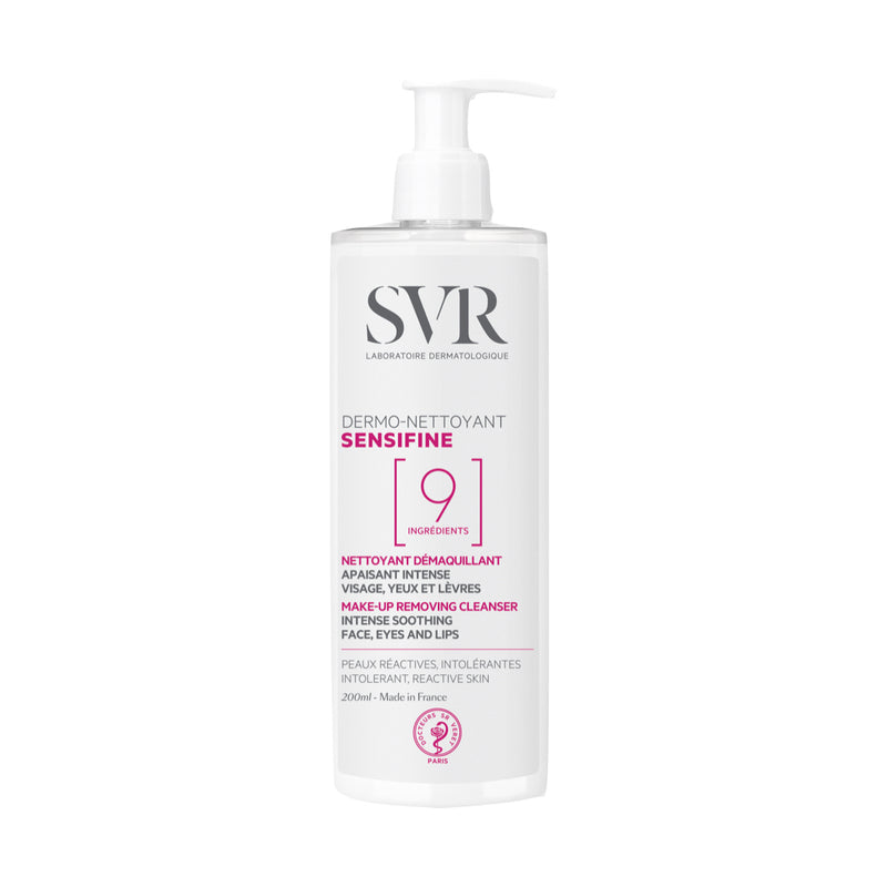 SVR SENSIFINE [9] DERMO-NETTOYANT. Make-Up Removing Cleanser. Meigieemaldaja nägu, silmad, huuled väga tundlikule nahale pumppudelis 400ml