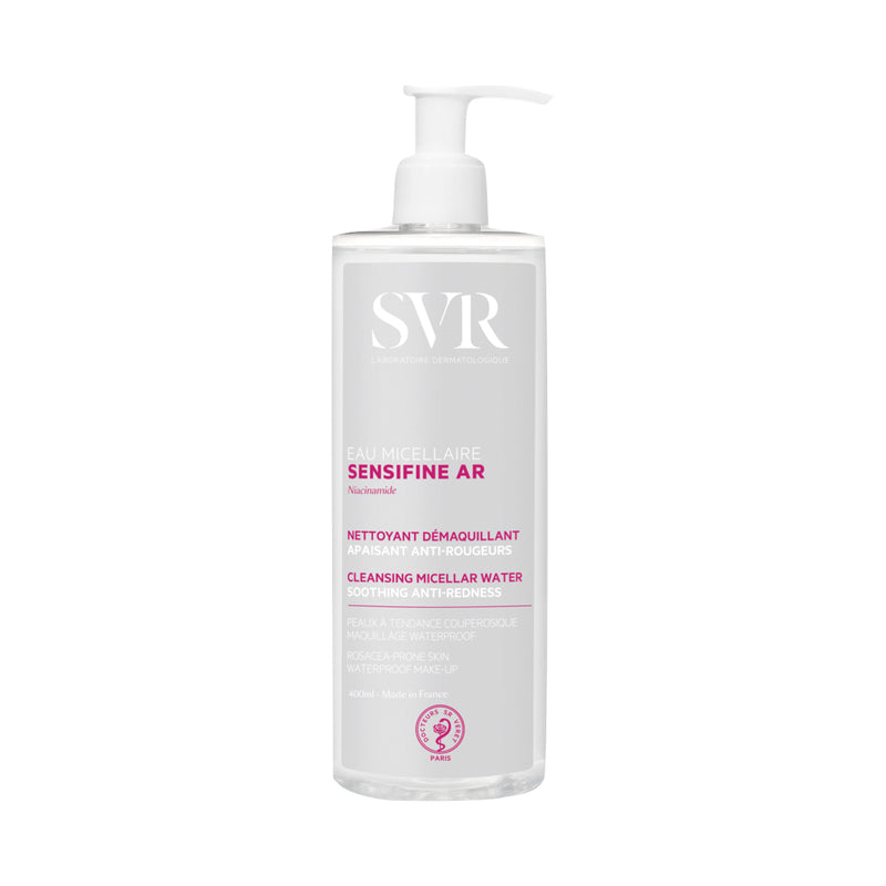 SVR SENSIFINE AR EAU MICELLAIRE. Cleansing Micellar Water Soothing Anti-Redness. Puhastav mitsellaarvesi tundlikule, punetusele kalduvale nahale nägu, silmad, huuled pumppudelis 400ml