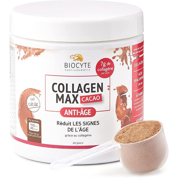 Biocyte Collagen Max Cacao Anti-Aging. Vananemisvastane kakaojoogipulber kollageeni ja hüaluroonhappega  20x13g=260g