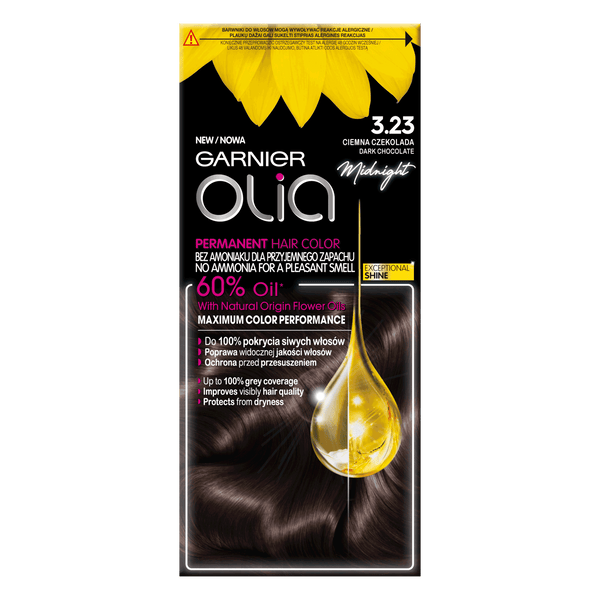 Garnier Permanent Hair Color Olia Mini Kit No 3.23 Dark Chocolate. Ammoniaagivaba juuksevärv 1tk