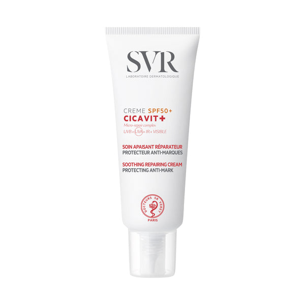 SVR CICAVIT+ SPF50+ CREME. Soothing Repairing Cream, Protecting Anti-Mark. Nahka uuendav päikesekaitsega kreem kahjustunud nahale 40ml