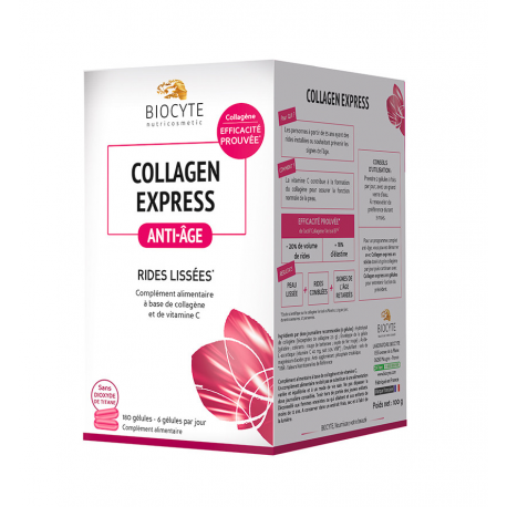Biocyte Collagen Express Anti-Aging. Verisol B-kollageeni ja C-vitamiini kapslid 180 kapslit=100g