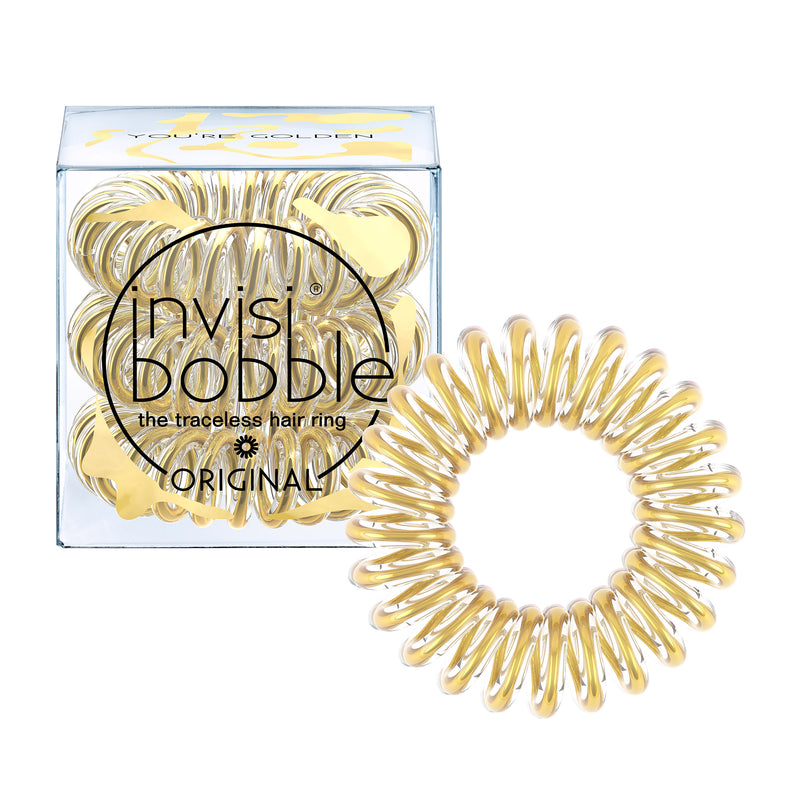 Invisibobble Original Time to Shine You′re Golden. Juuksekummid kuldne, läbipaistev 3tk