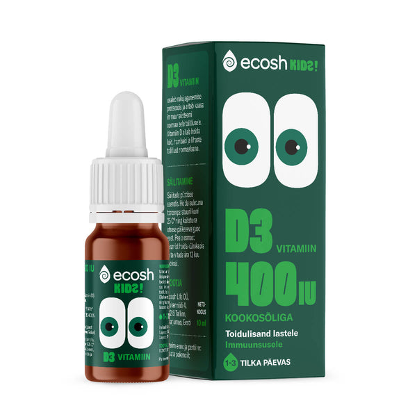 Ecosh D3-vitamiin lastele 400IU kookosemaitseline, tilgad 10ml
