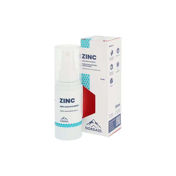 Nordaid Zinc Oral Zinc Acetate Spray. Tsinkatsetaadi sprei magusainega 30ml