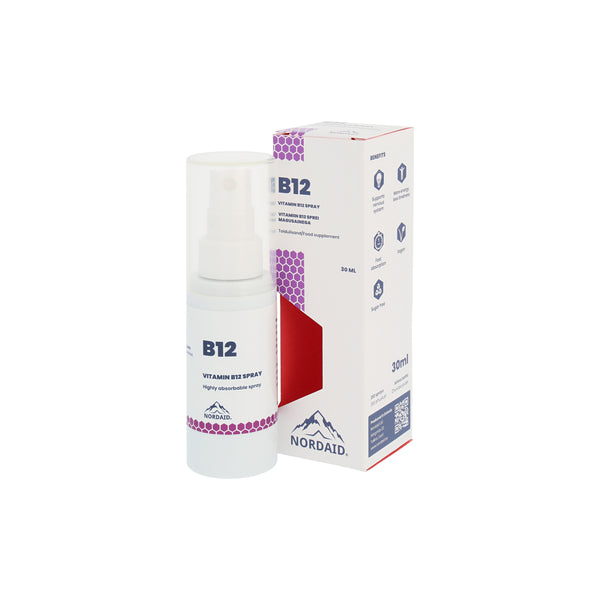 Nordaid Vitamin B12 Spray. B12-vitamiini sprei magusainega 30ml