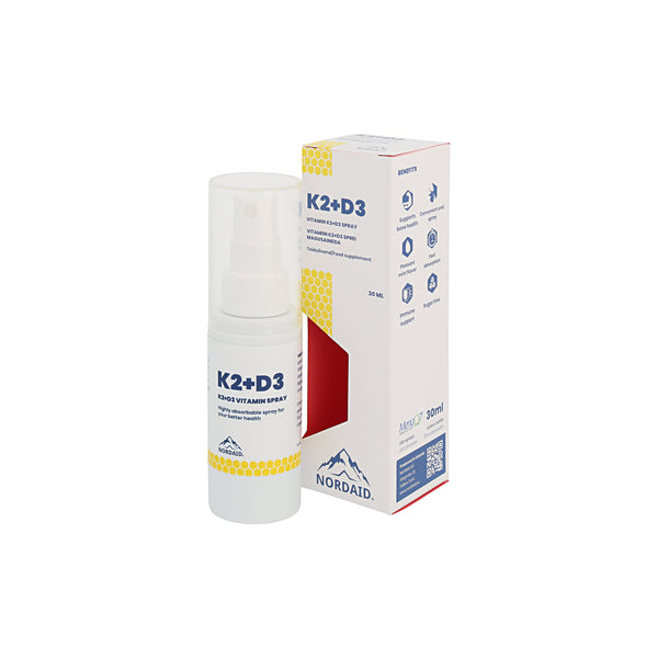 Nordaid D3 + K2 Oral Vitamin Spray. Vitamiin D3 + K2 sprei magusainega, 4000 IU 100mcg 30ml