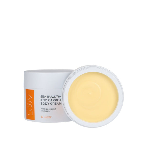 LUUV Natural Sea Buckthorn And Carrot Body Cream. Looduslik astelpaju-porgandi kehakreem mangovõiga 200ml