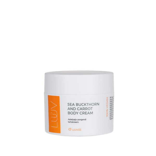 LUUV Natural Sea Buckthorn And Carrot Body Cream. Looduslik astelpaju-porgandi kehakreem mangovõiga 200ml