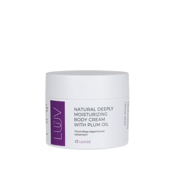 LUUV Natural Deeply Moisturizing Body Cream With Plum Oil. Looduslik sügavniisutav kehakreem ploomiõliga 200ml