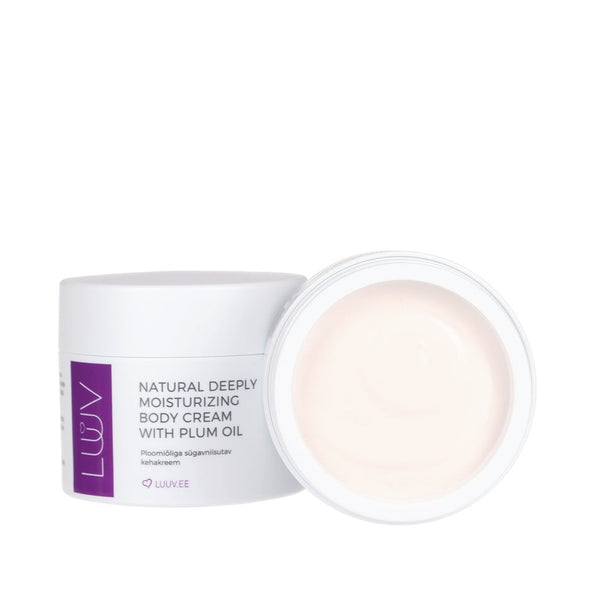 LUUV Natural Deeply Moisturizing Body Cream With Plum Oil. Looduslik sügavniisutav kehakreem ploomiõliga 200ml