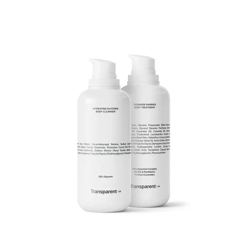 Komplekt "KOOS ON SOODSAM" Transparent Lab DAILY ESSENTIALS BODY DUO. Niisutav kehahoolduskomplekt dušigeel & kehakreem 2 x 400ml.