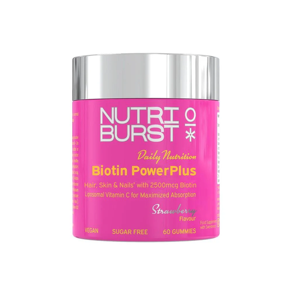 Nutriburst Food Supplement Biotin PowerPlus for Hair, Skin & Nails. Toidulisand vitamiinid juustele, nahale ja küüntele 60tk