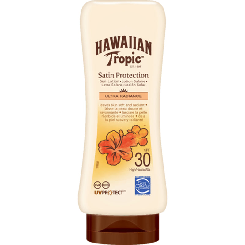 Hawaiian Tropic Ultra Radiance Satin Protection Sun Lotion SPF30. Sädelusega päevitusemulsioon 180ml
