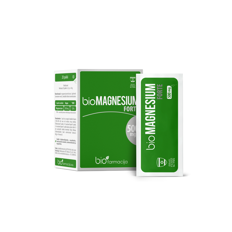 Biofarmacija bioMAGNESIUM Forte 500mg, pulber. 20tk, netomass 64g