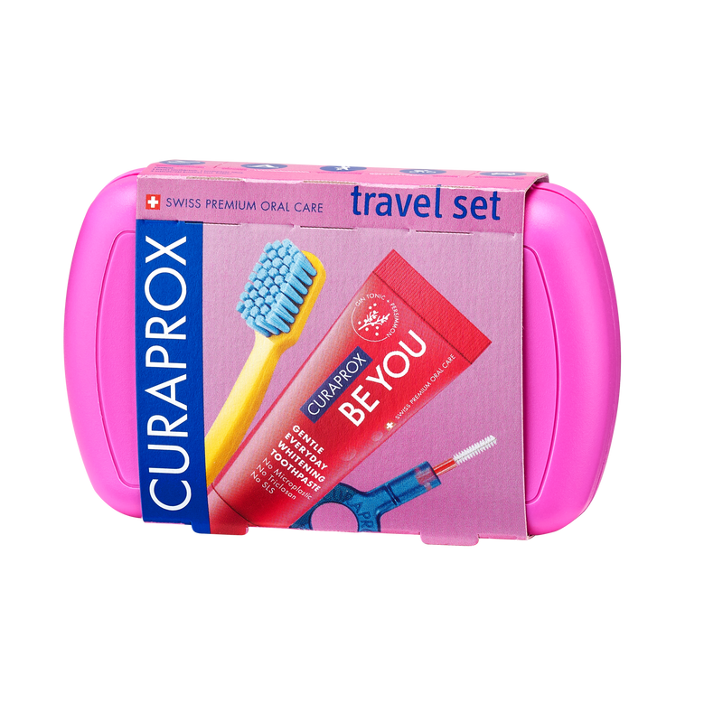 Curaprox Travel Set (Toothbrush, Toothpaste, Interdentalbrush). Reisikomplekt hambahari, pasta ja interdentalhari