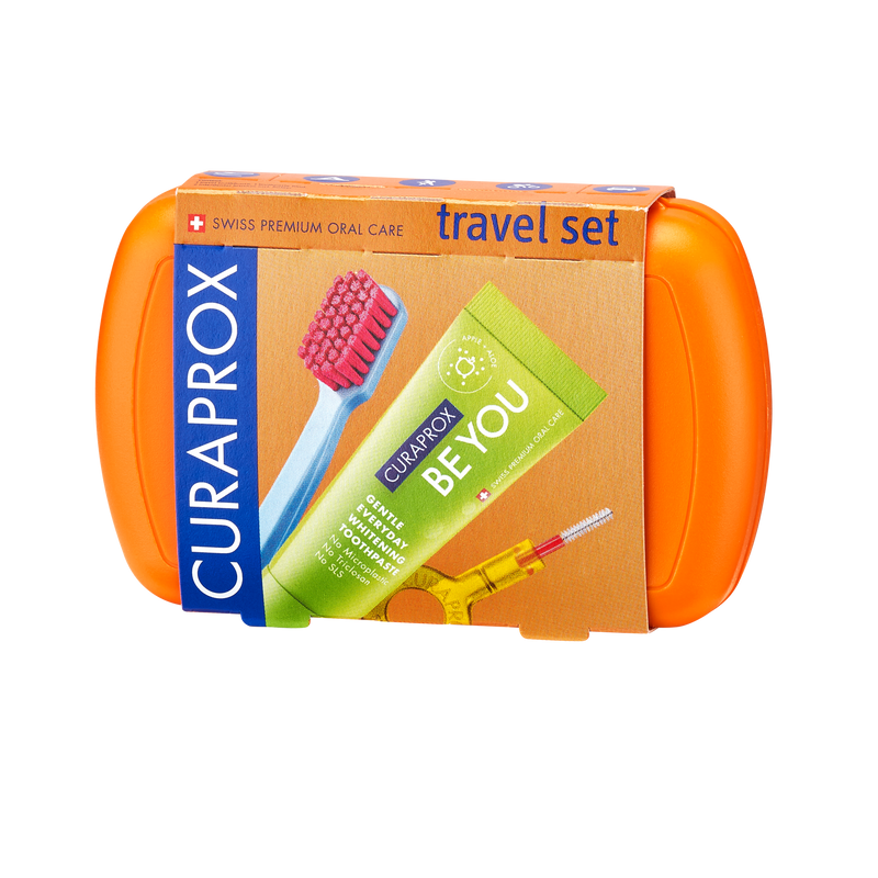 Curaprox Travel Set (Toothbrush, Toothpaste, Interdentalbrush). Reisikomplekt hambahari, pasta ja interdentalhari