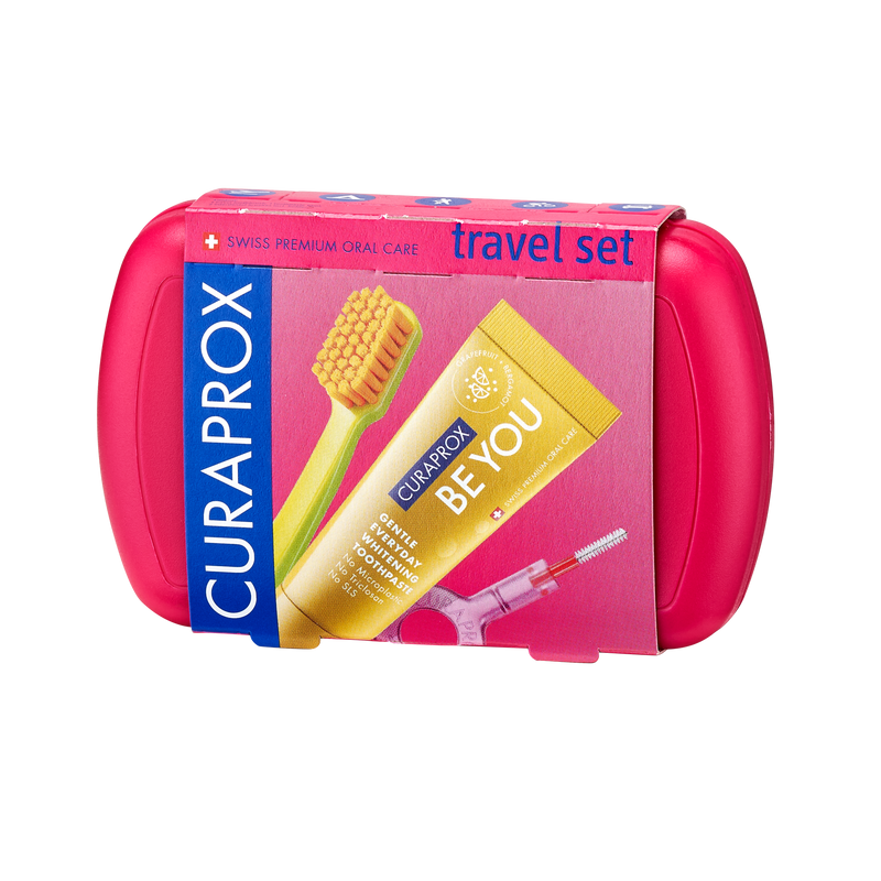 Curaprox Travel Set (Toothbrush, Toothpaste, Interdentalbrush). Reisikomplekt hambahari, pasta ja interdentalhari