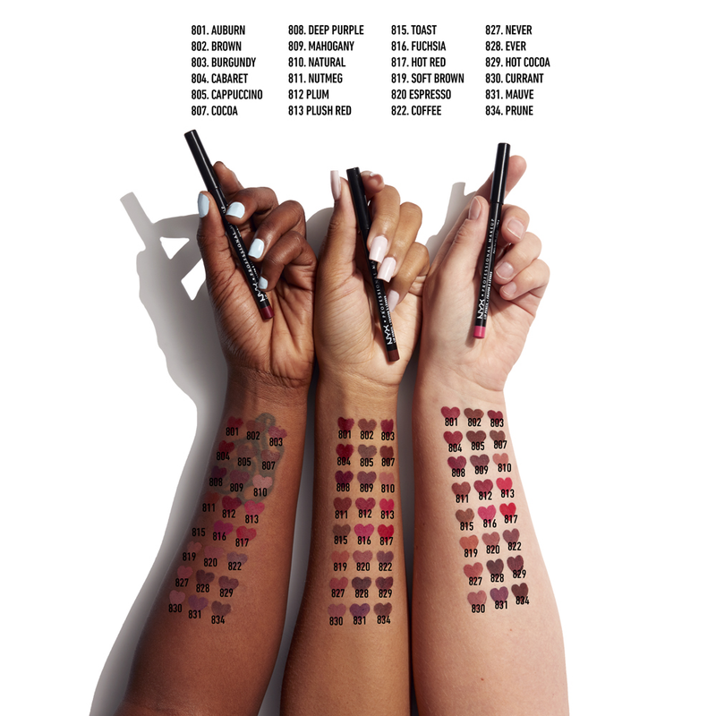 NYX Professional Makeup Slim Lip Pencil. Kreemjas kauapüsiv huulepliiats 1g (erinevad toonid)