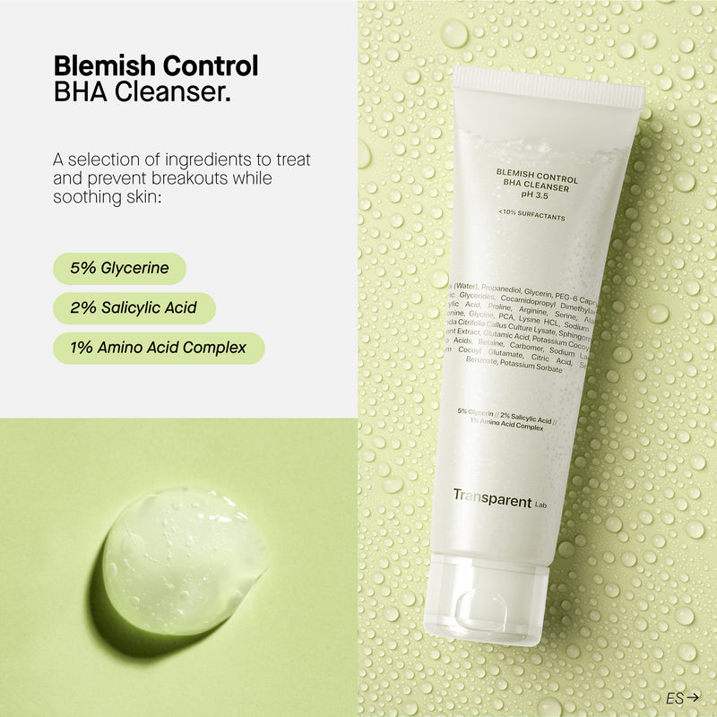 Transparent Lab Blemish Control BHA Cleanser pH 3.5- Face Cleanser For Adult Acne. Puhastusvahend vananevale ja põletikusele nahale 150ml