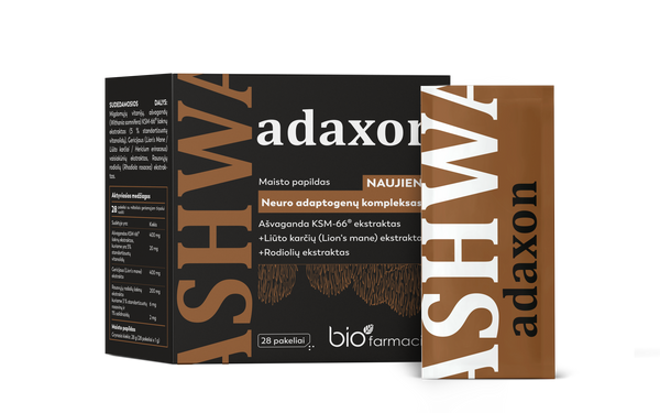 Ashwa adaxon, Neuro-adaptogeenide kompleks seene- ja taimeekstraktiga, 28 pakki