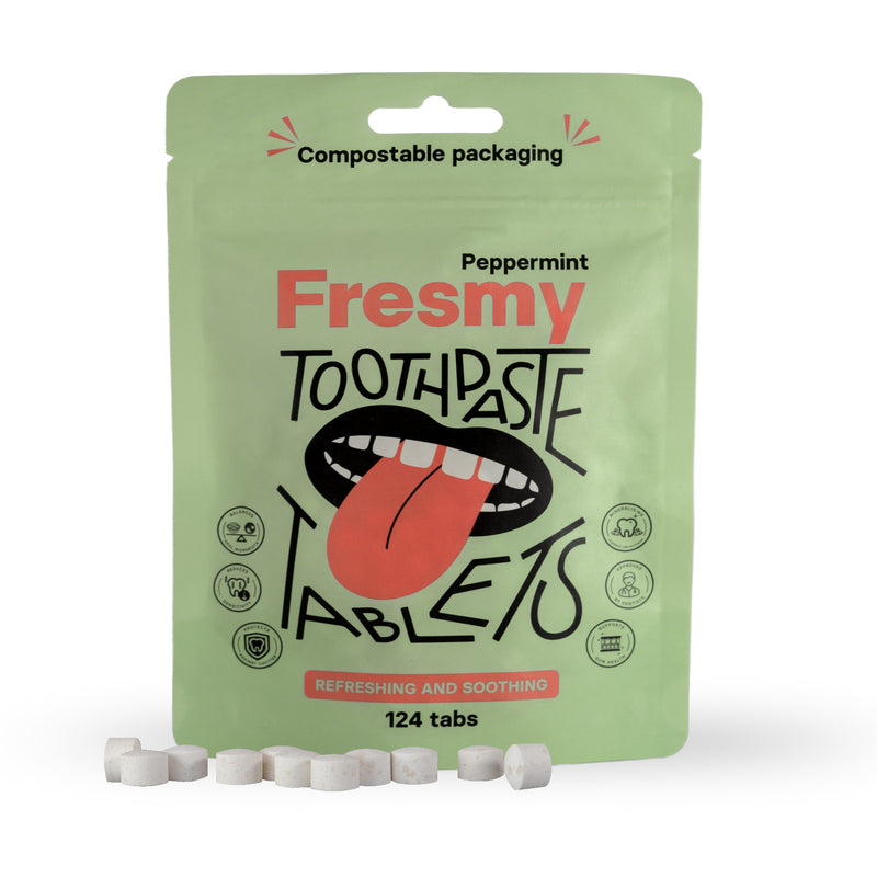 Fresmy Peppermint Toothpaste Tablets. Piparmündimaitselised hambapastatabletid 124tk