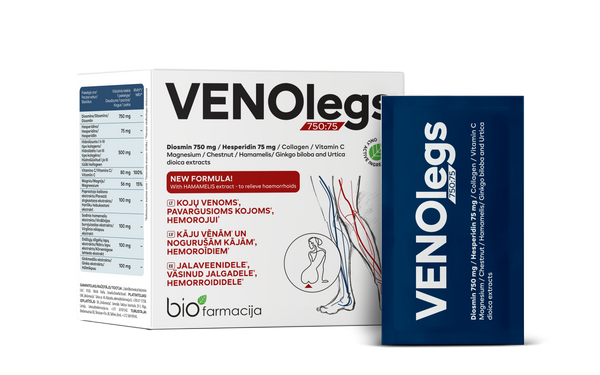 Biofarmacija Venolegs 750:75, jalaveenidele pulber 28tk, netomass 58,8g