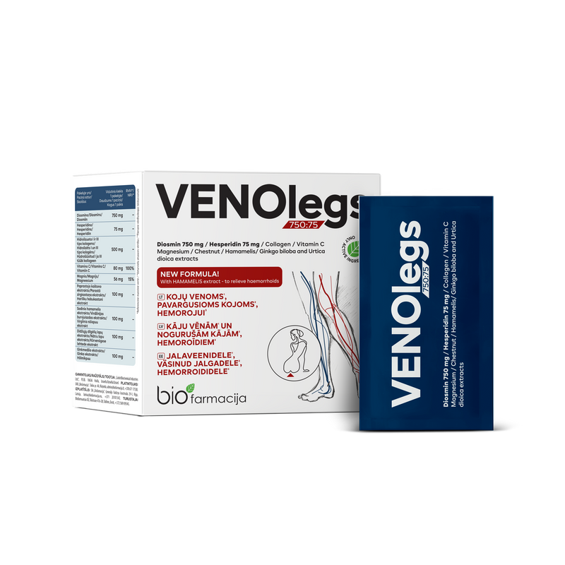 Biofarmacija Venolegs 750:75, jalaveenidele pulber 28tk, netomass 58,8g