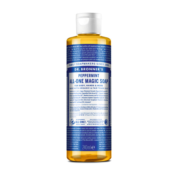 Dr. Bronner´s 18-In-1 Pure Castile Organic Liquid Soap Peppermint . Orgaaniline vedelseep piparmünt (erinevad suurused)