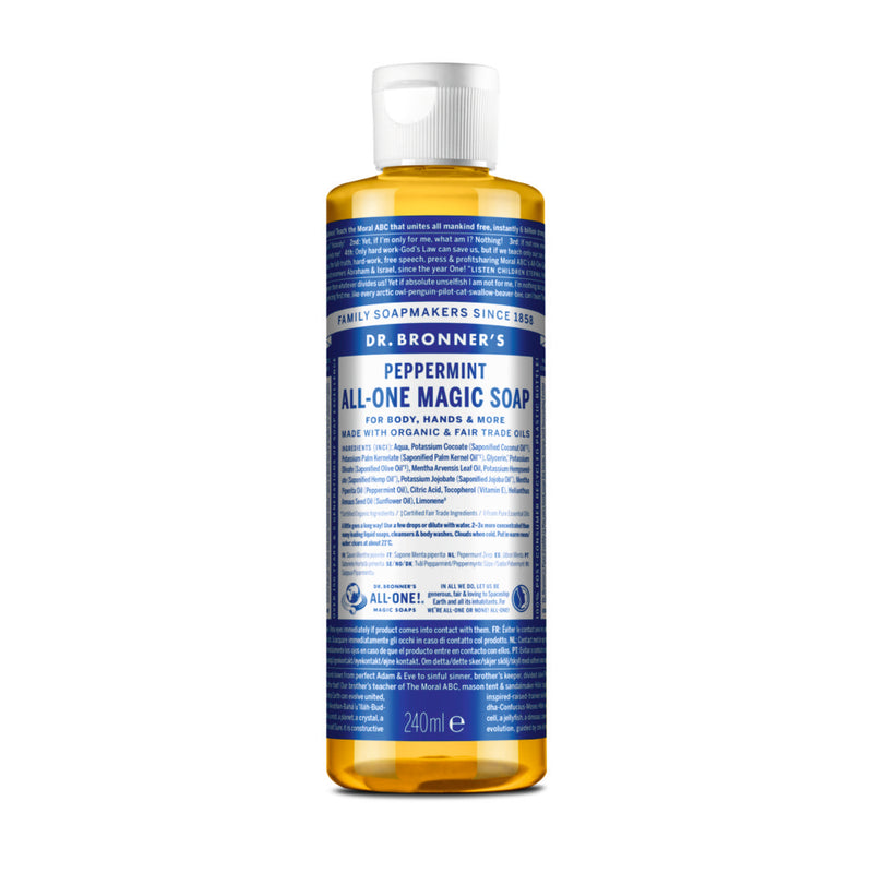Dr. Bronner´s 18-In-1 Pure Castile Organic Liquid Soap Peppermint . Orgaaniline vedelseep piparmünt (erinevad suurused)
