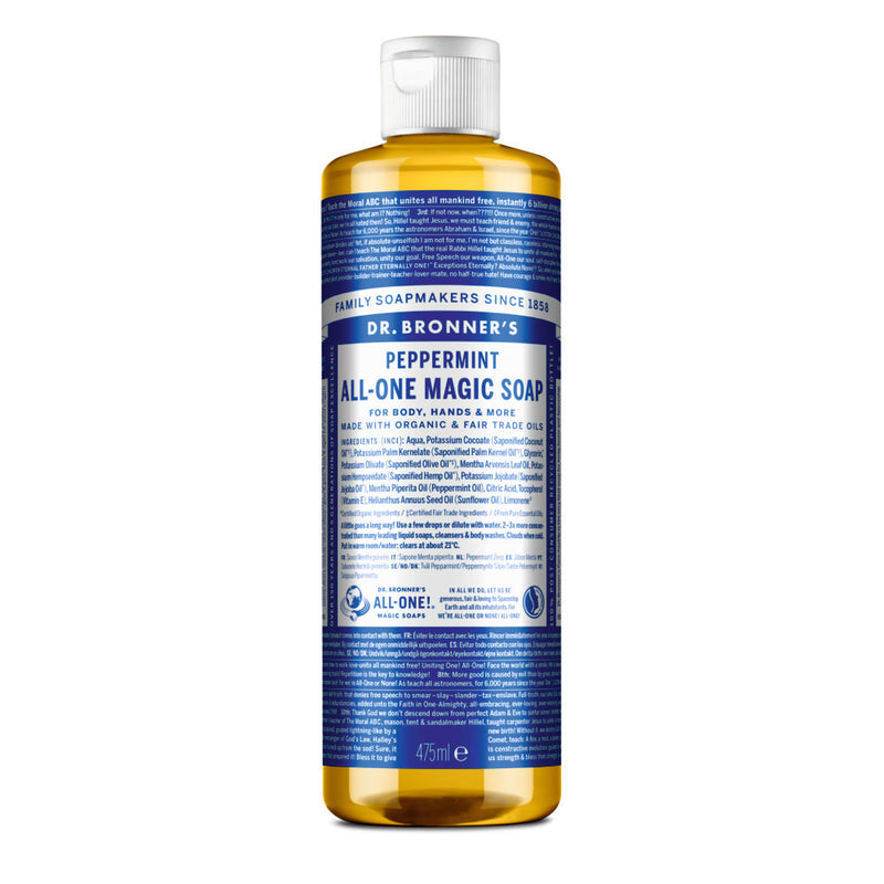 Dr. Bronner´s 18-In-1 Pure Castile Organic Liquid Soap Peppermint . Orgaaniline vedelseep piparmünt (erinevad suurused)