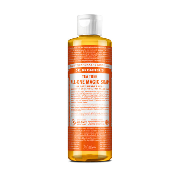 Dr. Bronner´s 18-In-1 Pure Castile Organic Liquid Soap Tea Tree . Orgaaniline vedelseep teepuuõli (erinevad suurused)