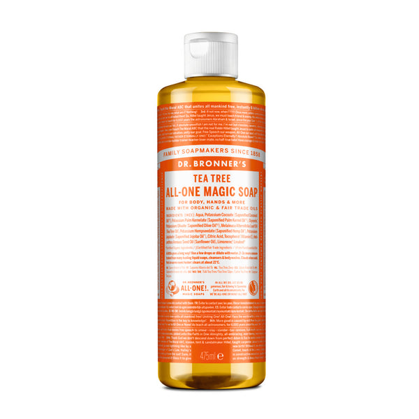 Dr. Bronner´s 18-In-1 Pure Castile Organic Liquid Soap Tea Tree . Orgaaniline vedelseep teepuuõli (erinevad suurused)