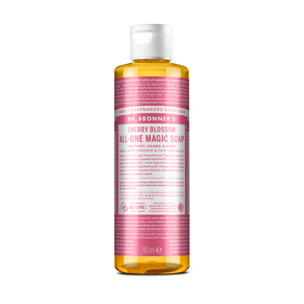 Dr. Bronner´s 18-In-1 Pure Castile Organic Liquid Soap Cherry Blossom . Orgaaniline vedelseep kirsiõie (erinevad suurused)