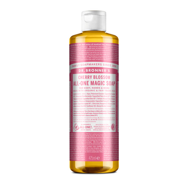 Dr. Bronner´s 18-In-1 Pure Castile Organic Liquid Soap Cherry Blossom . Orgaaniline vedelseep kirsiõie (erinevad suurused)