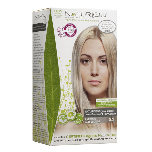 Naturigin Organic Based 100% Permanent Hair Colours Lightest Blonde Ash 10.2. Püsijuuksevärv särav hele saarepuu blond 115ml