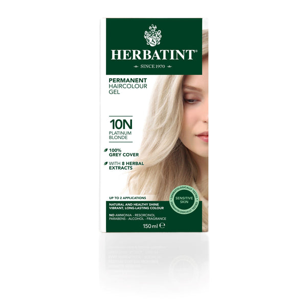 Herbatint Permanent Haircolour Gel Platinum Blonde 10N. Püsijuuksevärv plaatina blond 150ml