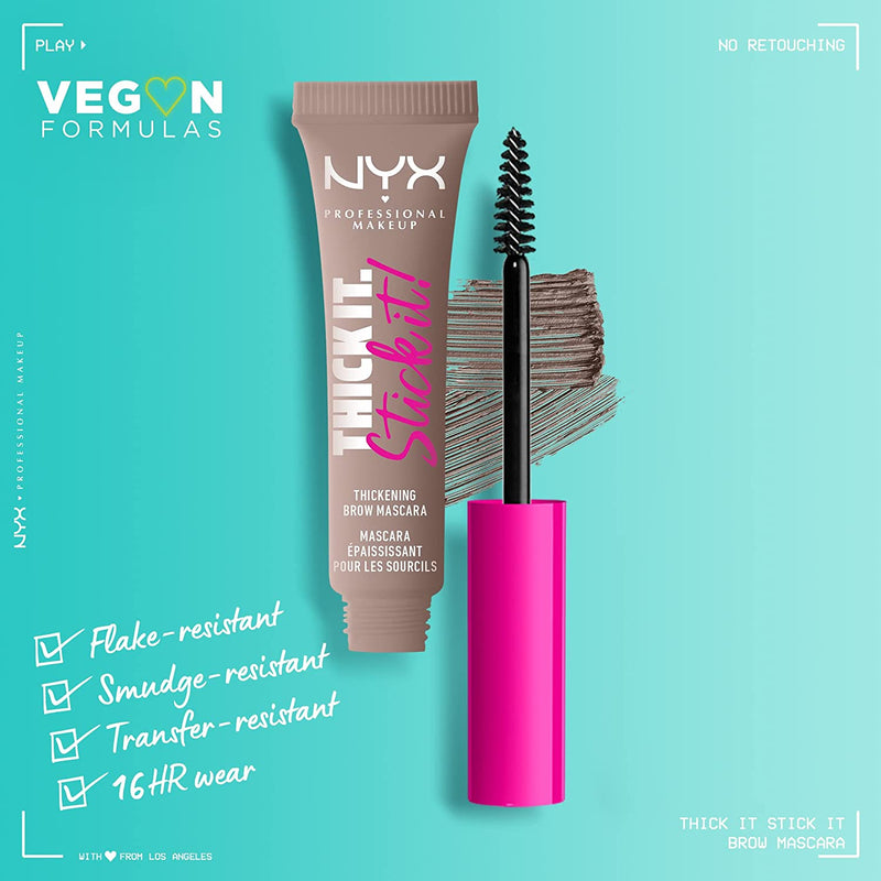 NYX Professional Makeup Thick It. Stick It! Thickening Brow Mascara. Kauapüsiv tihendav kulmutušš 7ml (erinevad toonid)